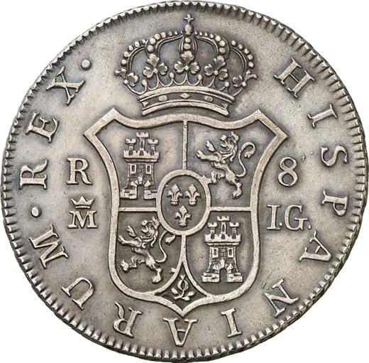 Реверс монеты - 8 реалов 1808 года M IG - цена серебряной монеты - Испания, Карл IV