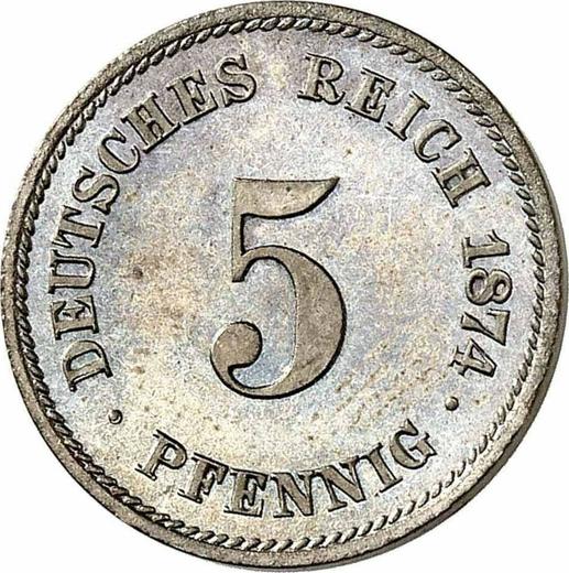 Аверс монеты - 5 пфеннигов 1874 года F "Тип 1874-1889" - цена  монеты - Германия, Германская Империя