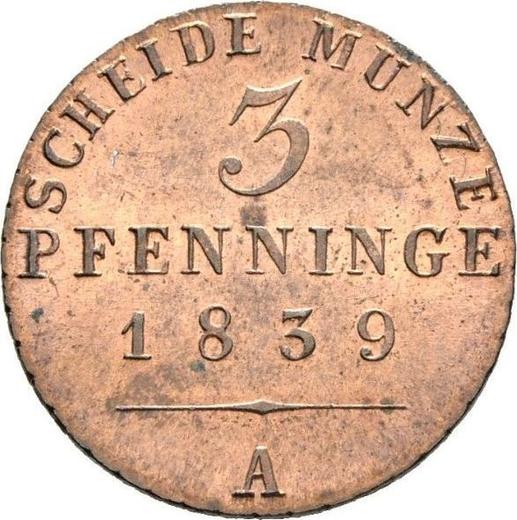 Реверс монеты - 3 пфеннига 1839 года A - цена  монеты - Пруссия, Фридрих Вильгельм III