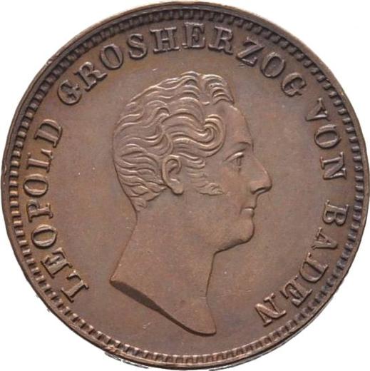 Аверс монеты - 1 крейцер 1844 года - цена  монеты - Баден, Леопольд