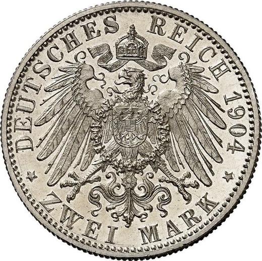 Реверс монеты - 2 марки 1904 года F "Вюртемберг" - цена серебряной монеты - Германия, Германская Империя