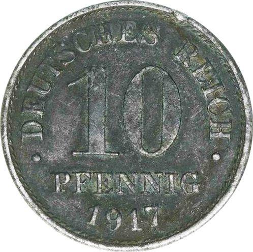 Аверс монеты - 10 пфеннигов 1917 года F "Тип 1916-1922" - цена  монеты - Германия, Германская Империя