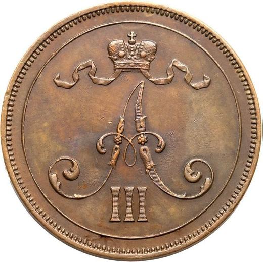 Аверс монеты - 10 пенни 1890 года - цена  монеты - Финляндия, Великое княжество