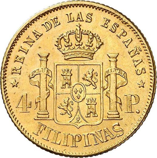Rewers monety - 4 peso 1861 - cena złotej monety - Filipiny, Izabela II