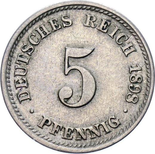 Аверс монеты - 5 пфеннигов 1898 года D "Тип 1890-1915" - цена  монеты - Германия, Германская Империя