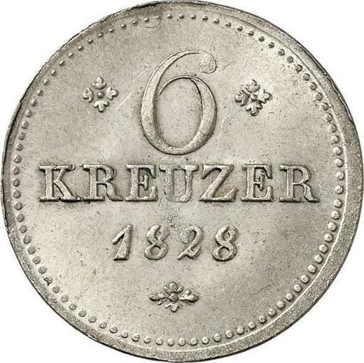 Rewers monety - 6 krajcarów 1828 - cena srebrnej monety - Hesja-Kassel, Wilhelm II