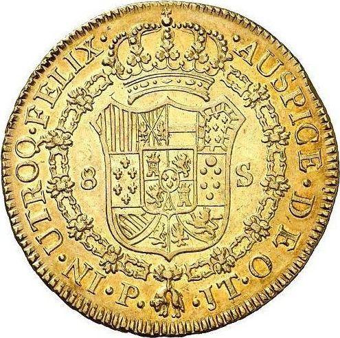 Reverso 8 escudos 1805 P JT - valor de la moneda de oro - Colombia, Carlos IV