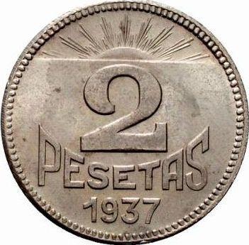 Revers 2 Pesetas 1937 "Asturias and León" - Münze Wert - Spanien, II Republik