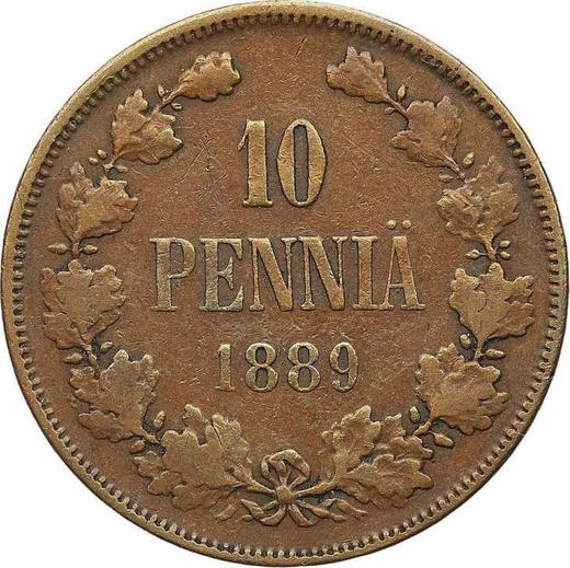 Реверс монеты - 10 пенни 1889 года - цена  монеты - Финляндия, Великое княжество