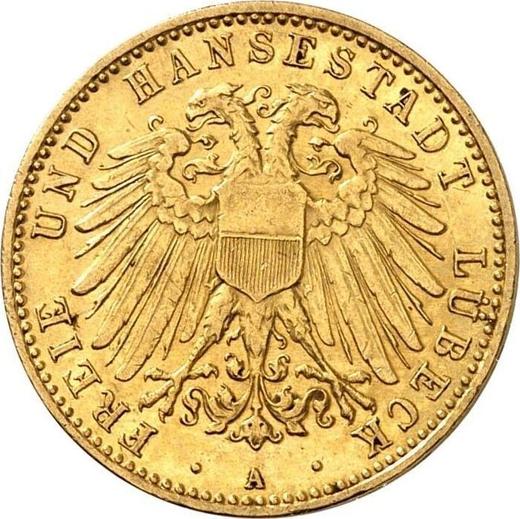 Аверс монеты - 10 марок 1910 года A "Любек" - цена золотой монеты - Германия, Германская Империя