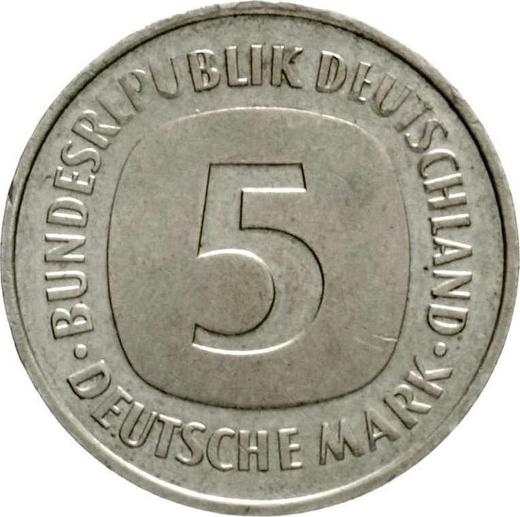 Anverso 5 marcos 1975-2001 Canto liso - valor de la moneda  - Alemania, RFA
