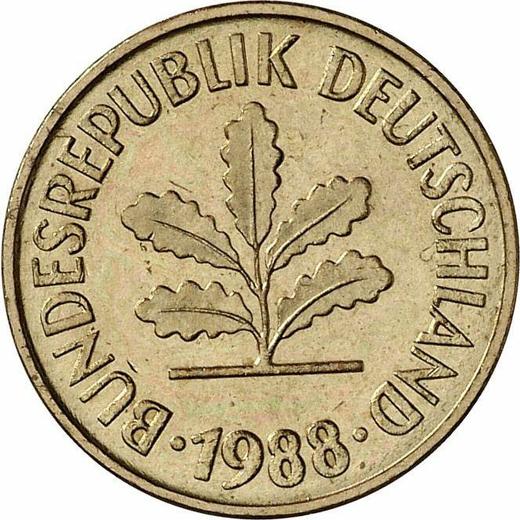 Реверс монеты - 5 пфеннигов 1988 года F - цена  монеты - Германия, ФРГ