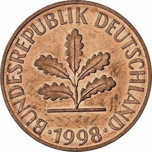 Реверс монеты - 2 пфеннига 1998 года A - цена  монеты - Германия, ФРГ