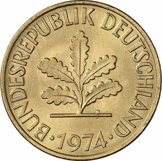 Реверс монеты - 10 пфеннигов 1974 года D - цена  монеты - Германия, ФРГ