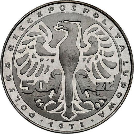 Аверс монеты - Пробные 50 злотых 1972 года MW "Фридерик Шопен" Серебро - цена серебряной монеты - Польша, Народная Республика