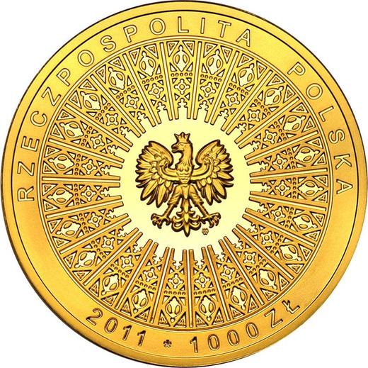Аверс монеты - 1000 злотых 2011 года MW ET "Беатификация Иоанна Павла II" - цена золотой монеты - Польша, III Республика после деноминации