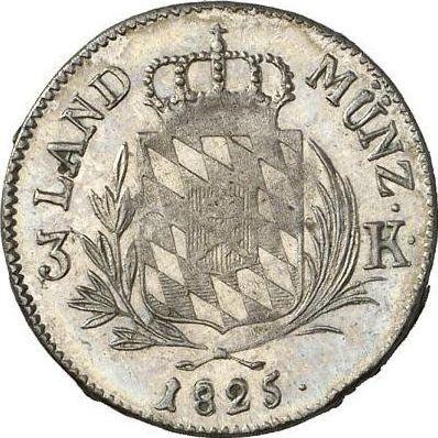 Rewers monety - 3 krajcary 1825 - cena srebrnej monety - Bawaria, Maksymilian I
