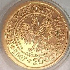 Anverso 200 eslotis 2007 MW NR "Pigargo europeo" - valor de la moneda de oro - Polonia, República moderna