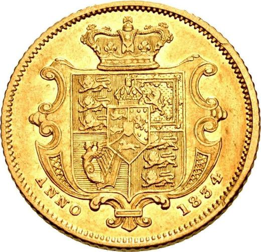 Реверс монеты - 1/2 соверена 1834 года "Малый тип (18 мм)" - цена золотой монеты - Великобритания, Вильгельм IV