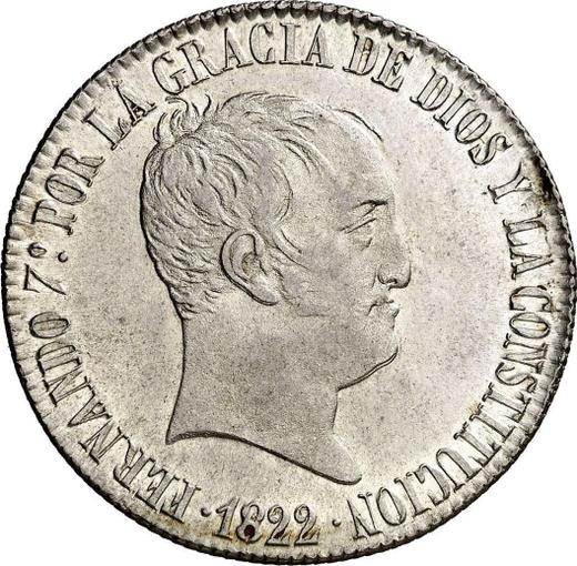 Аверс монеты - 20 реалов 1822 года M SR - цена серебряной монеты - Испания, Фердинанд VII
