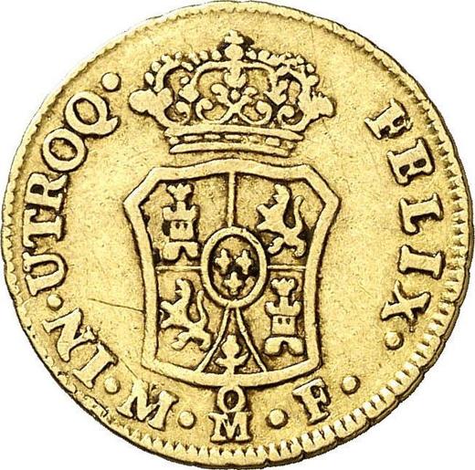 Реверс монеты - 1 эскудо 1766 года Mo MF - цена золотой монеты - Мексика, Карл III