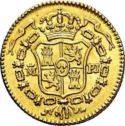 Reverse 1/2 Escudo 1779 M PJ - Gold Coin Value - Spain, Charles III