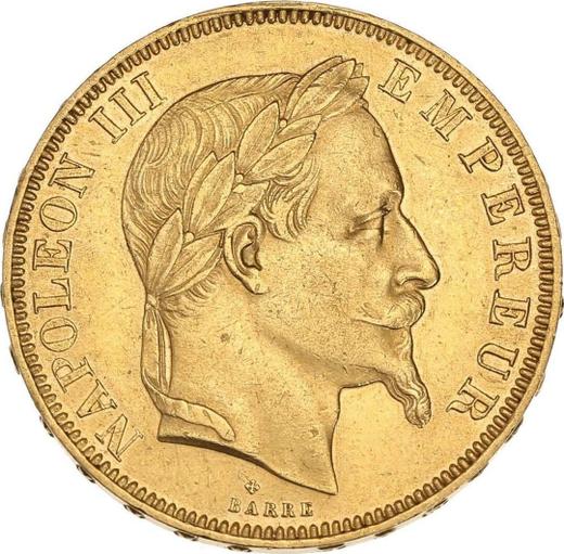 Аверс монеты - 50 франков 1862 года BB "Тип 1862-1868" Страсбург - цена золотой монеты - Франция, Наполеон III