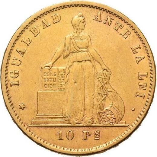 Avers 10 Pesos 1870 So - Münze Wert - Chile, Republik