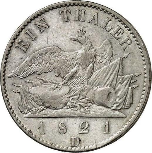 Reverso Tálero 1821 D - valor de la moneda de plata - Prusia, Federico Guillermo III