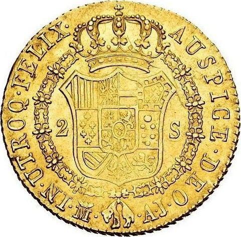 Rewers monety - 2 escudo 1827 M AJ - cena złotej monety - Hiszpania, Ferdynand VII
