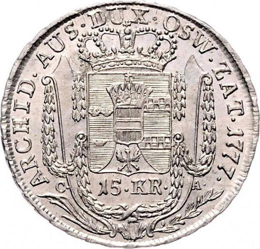 Rewers monety - 15 krajcarów 1777 CA "Dla Galicji" - cena srebrnej monety - Polska, Zabór Austriacki