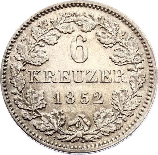 Rewers monety - 6 krajcarów 1852 - cena srebrnej monety - Bawaria, Maksymilian II