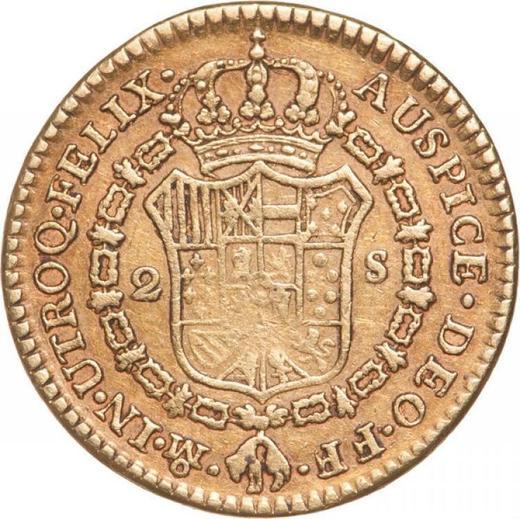 Реверс монеты - 2 эскудо 1779 года Mo FF - цена золотой монеты - Мексика, Карл III