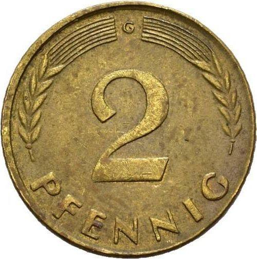 Аверс монеты - 2 пфеннига 1963 года G - цена  монеты - Германия, ФРГ
