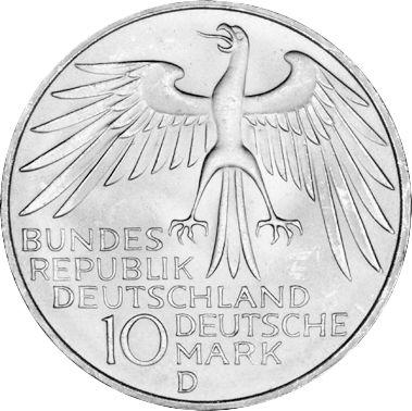 Revers 10 Mark 1972 D "Olympischen Spiele" - Silbermünze Wert - Deutschland, BRD