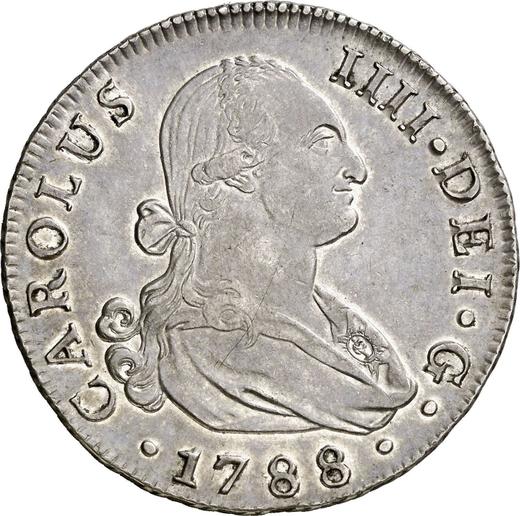 Аверс монеты - 8 реалов 1788 года S C - цена серебряной монеты - Испания, Карл IV