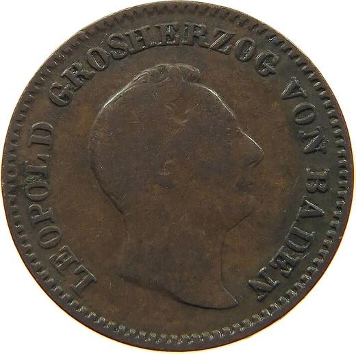 Аверс монеты - 1/2 крейцера 1851 года - цена  монеты - Баден, Леопольд
