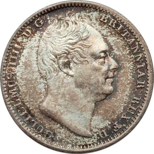 Awers monety - 4 pensy 1832 "Maundy" - cena srebrnej monety - Wielka Brytania, Wilhelm IV