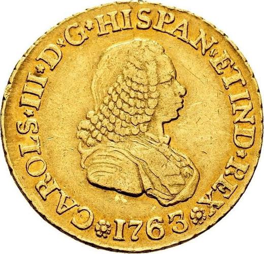 Аверс монеты - 2 эскудо 1763 года PN J "Тип 1760-1771" - цена золотой монеты - Колумбия, Карл III