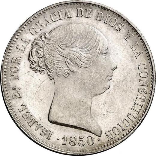 Аверс монеты - 20 реалов 1850 года M CL - цена серебряной монеты - Испания, Изабелла II