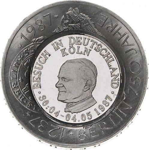 Obverse 10 Mark 1987 J "750 years of Berlin" Countermark Papal Visit to Cologne - Silver Coin Value - Germany, FRG