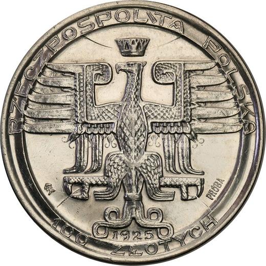 Аверс монеты - Пробные 100 злотых 1925 года "Диаметр 35 мм" - цена серебряной монеты - Польша, II Республика