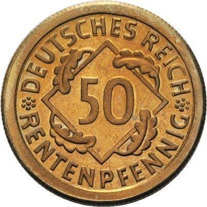 Аверс монеты - 50 рентенпфеннигов 1924 года E - цена  монеты - Германия, Bеймарская республика