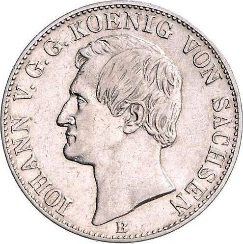 Аверс монеты - Талер 1862 года B "Горный" - цена серебряной монеты - Саксония-Альбертина, Иоганн