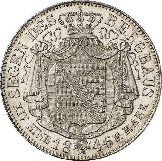Reverso Tálero 1846 F "Minero" - valor de la moneda de plata - Sajonia, Federico Augusto II