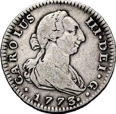 Аверс монеты - 1 реал 1773 года M PJ - цена серебряной монеты - Испания, Карл III