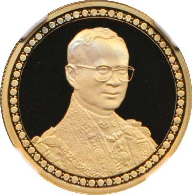 Anverso 12000 Baht BE 2549 (2006) "60 aniversario del reinado de Rama IX" - valor de la moneda de oro - Tailandia, Rama IX