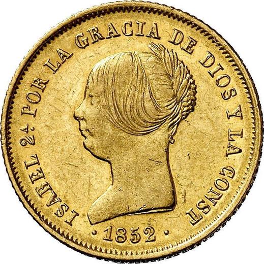 Аверс монеты - 100 реалов 1852 года Шестиконечные звёзды - цена золотой монеты - Испания, Изабелла II