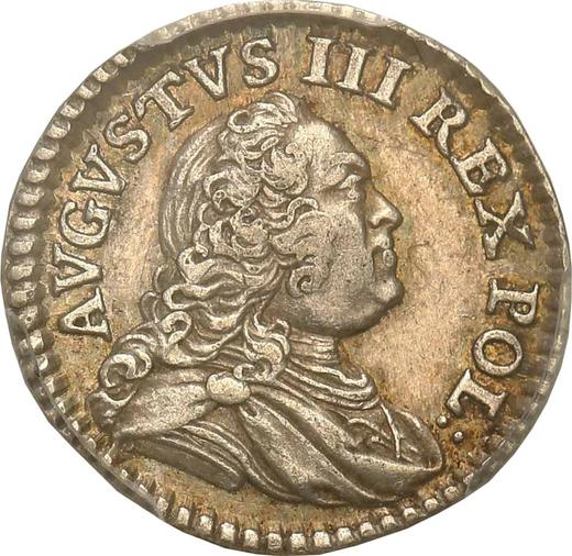 Anverso Szeląg 1750 "de corona" Plata pura - valor de la moneda de plata - Polonia, Augusto III