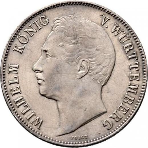 Аверс монеты - 1 гульден 1852 года - цена серебряной монеты - Вюртемберг, Вильгельм I